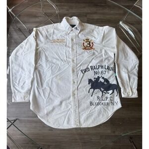 Vintage Polo Ralph Lauren Button Shirt Men's Size L Bleecker Big Pony Preppy Y2K